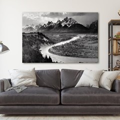 Ansel Adams Tetons & Snake River Grand Teton National Park Canvas Print Wall Art