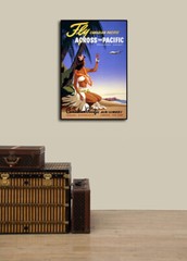 1950s Fly Across the Pacific Vintage Style Tropical Travel Poster – 16×24
