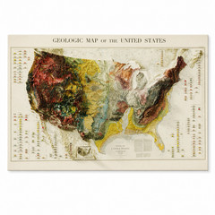 USA Geological Map Wall Art – Vintage 2D Topographic Poster Print Decor