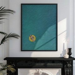 Retro Pool Float Poster Coastal Bathroom Wall Art Turquoise Water Summer Print