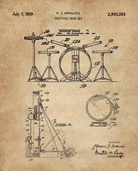 Set of 6 Drum Patent Prints (8×10) Wall Art Drummer Gifts Room Decor Music Snare