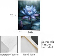 16×20 Blue Lotus Flower Canvas Print Wall Art