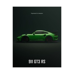 Porsche 911 GT3 RS Poster – Green Track Supercar Wall Art Print, Racing Decor