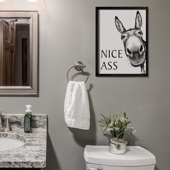 Donkey In Bathroom Wall Art Nice Ass Framed Picture Funny Restroom Decor