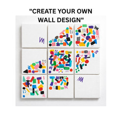 Abstract Modular Canvas Wall Art – 9 Hand Painted 4×4 Mini Geometric Panels Rear