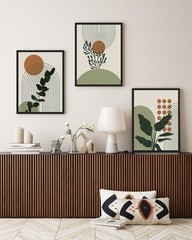 Boho Plant Wall Art Green Botanical Bohemain Framed Wall Printing 11x14in Abs…