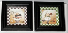 2 Fat Chef Square Shadow Box Picture Excellent Used Condition 6-1/4”W x 1-1/4”T