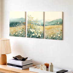 3 Pieces Serene Landscape Wildflowers Large Wall Art Set for Living Set Of 3