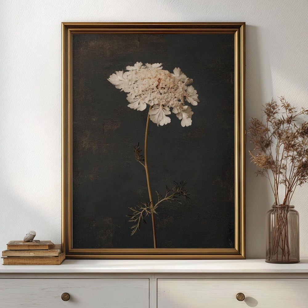 Dark Floral Poster, Vintage Rustic Botanical Dark Academia Wall Art
