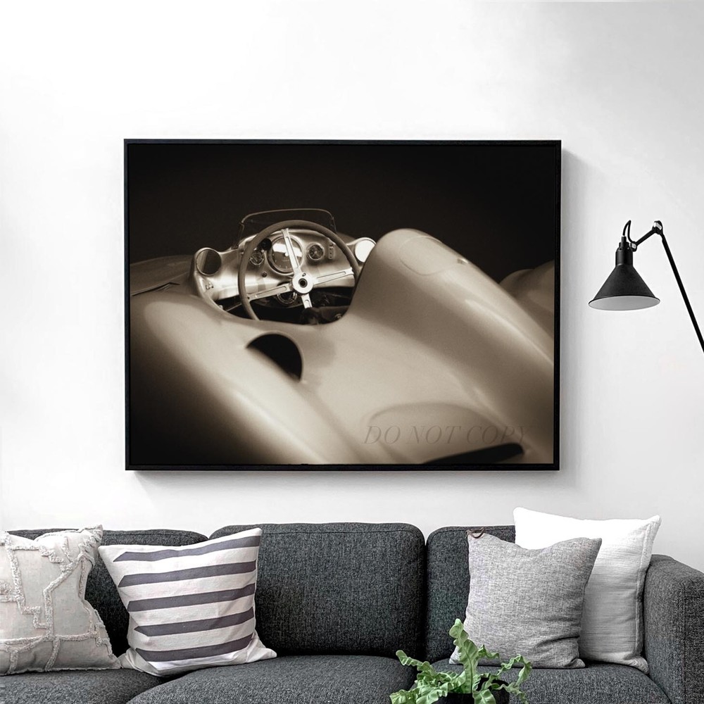 Mercedes Benz W196 Interior Vintage Sports Cars Wall Art Poster Print
