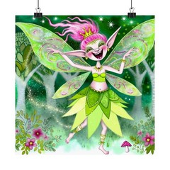 Matte Square Poster Wall Art Mischievous Fairy Whimsical Hipster Mythical Decor