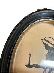 Vintage Silhouettes Set Of 3 Black Oval Frames Colonial Dress Americana
