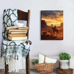Western Cowboy Wall Art Sunset Wall Decor Desert Landscape Picture Canvas Prints