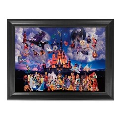 Disney Castle Character Collage Wood Art Framed Textured Picture Print