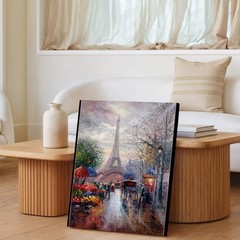 Paris Eiffel Tower Canvas Wall Art Vintage Cityscape Flower Market Street Scene