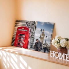London Red Telephone Booth and Big Ben Clock Tower Urban Canvas Wall Art Print