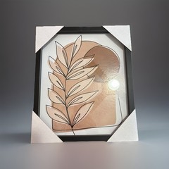Set Of 2 Framed Botanical Leaf Prints – Black Beige & White