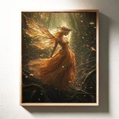 Framed Fantasy Fairy Print, Multicolor Vertical Wall Art for Adults