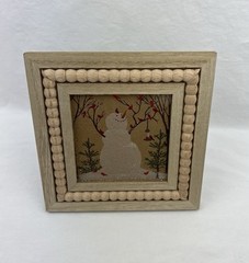 Greenbrier Framed Art Snowman with Shiny Red Cardinals Birds 6.25”x6.25”