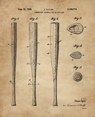 Baseball Patent Prints -Set of 6 (8×10)- Unframed Wall Art Room Decor MLB Gift