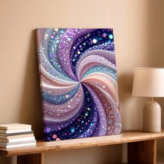 Wall Art Abstract Glitter Swirl Canvas Print Purple Pink Sparkle Decor Poster