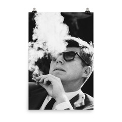 Kennedy Smoking Poster Historic Portrait of JFK JFK Cigar