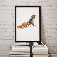 Punch Monkey Wall Art Poster, Modern Animal Home Decor Print