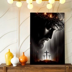 Wall Art Jesus Christ Crown of Thorns Crucifixion Religious Canvas Print Decor