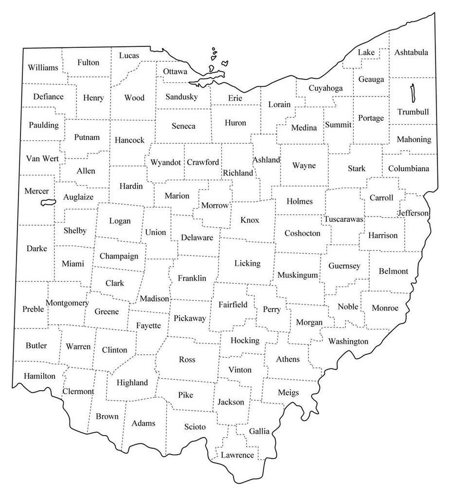 OHIO STATE COUNTY MAP GLOSSY POSTER PICTURE PHOTO PRINT counties oh 3398