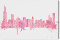 Cities and Skylines Modern Wrapped Canvas Art – Rose Quartz Chicago Skyline CUST