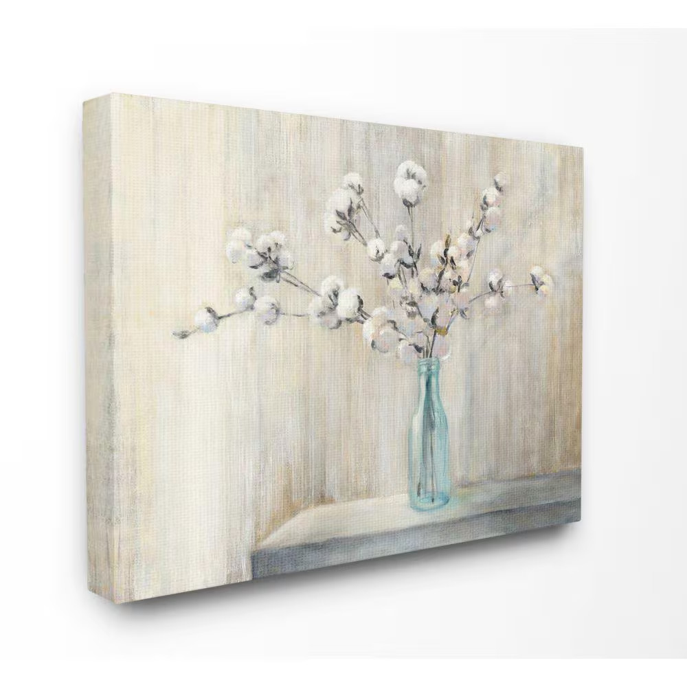 24 In. X 30 In. «Beautiful Cotton Flower Grey Brown Painting» by Julia Purinton