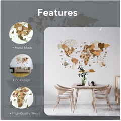 Travel Inspired Wooden World Map – Birch Plywood Decor