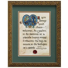 Celtic Card Company Three Welcomes Print, Gilded Frame, Green 9” x 11”