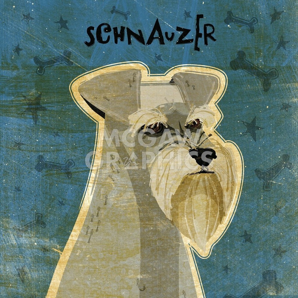 Grey Schnauzer Dog, John Golden, Wall Decor Art Print Poster 14″ x 11″ 1041