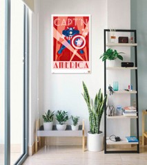 Captain America – Comic Poster / Print (Retro Art Deco Design) (Size: 24″ X 36″)