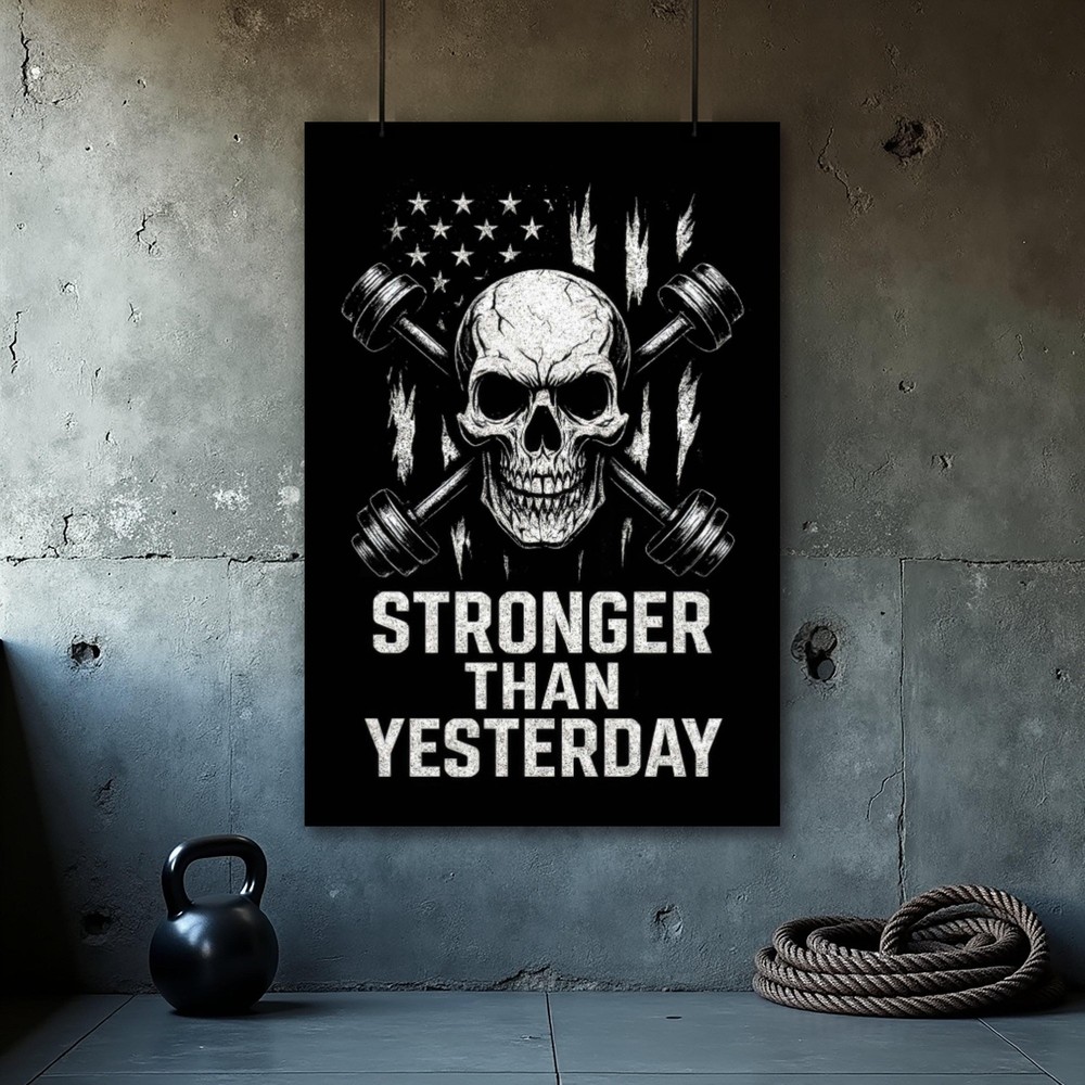 Skull Fitness Poster – Motivational Gym Wall Art Print