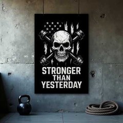 Skull Fitness Poster – Motivational Gym Wall Art Print