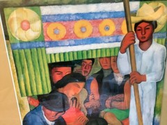 Vintage Diego Rivera The Flower Boat Art Print Mexican Modernism Folk Art Framed