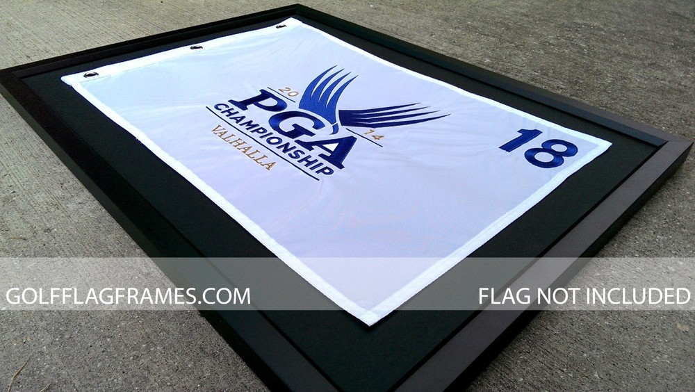 Custom Size Black Golf Flag Frame, blk-001 w/Choice of Mat Color;flag not incl