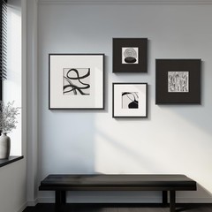Framed 3D Textured Black and White Abstract Wall Art for Living Room, 4 Piece…