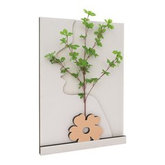 Wall-Mounted Sandstone Decor Wall Art Painting Wall Art Decor w/ Simulated Plant