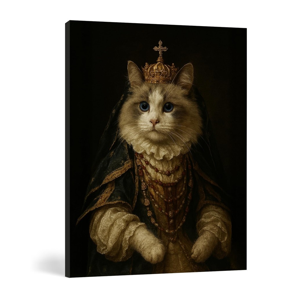 Ragdoll Cat Royal Renaissance Portrait Framed Canvas Wall Art, Cats Room Home…