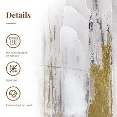Abstract Wall Art with Gold Foil – 24 x 32 Inches Gold and Gray Canvas Print …