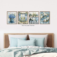 BESERH Blue and White Floral Wall Decor, Cottagecore 10×8, Bookish-I
