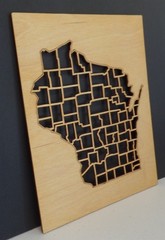Wisconsin Map Craft Kit Natural Wood Laser Cut & Canvas 8×10 Wall Decor USA #M22