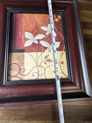 VTG Framed Floral Wall Art Burgundy Wood Frame Cottage Farmhouse Decor