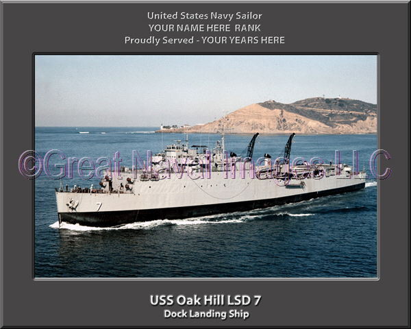 USS Oak Hill LSD 7 Personalized Canvas Ship Photo Print Navy Veteran Gift