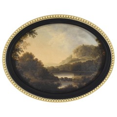 Home Decor Collection Gold Metro Beaded Oval Framed Landscape Wall Art, 14xll