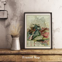 Germany Map, Germany 2D Relief Map, Germany Vintage Map – 2D Flat