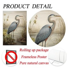 Egret Canvas Wall Art Blue Heron Picture 16″L x 24″W, Heron-Unframed